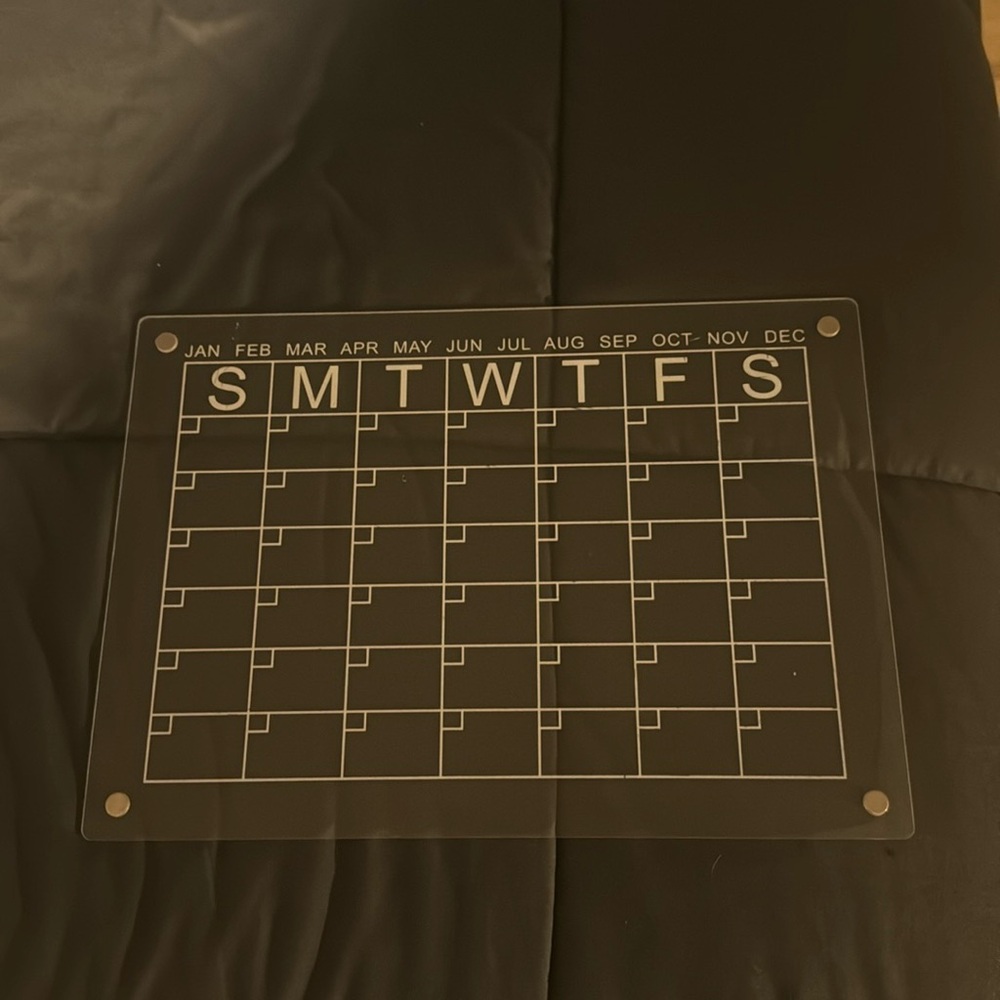 Magnetic dry erase calendar